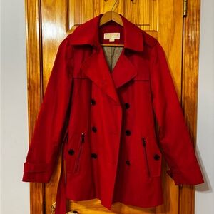 Michael Kors Red Double-Breasted Trench Coat